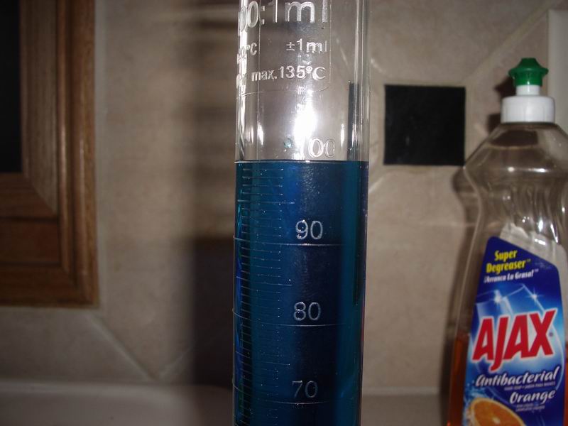 Flask full for new cc measurement 100 ml's or cc's.JPG